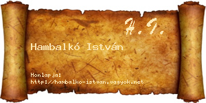 Hambalkó István névjegykártya